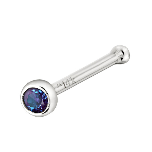 Jewelry Avalanche 22G 14K Gold Bezel-set Alexandrite Ball-end Nose Stud