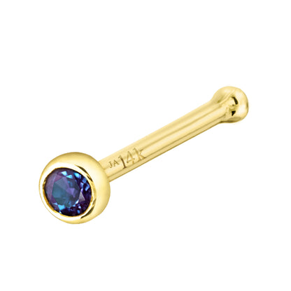 Jewelry Avalanche 22G 14K Gold Bezel-set Alexandrite Ball-end Nose Stud