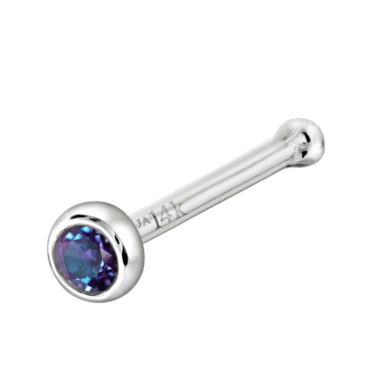 Jewelry Avalanche 22G 14K Gold Bezel-set Alexandrite Ball-end Nose Stud