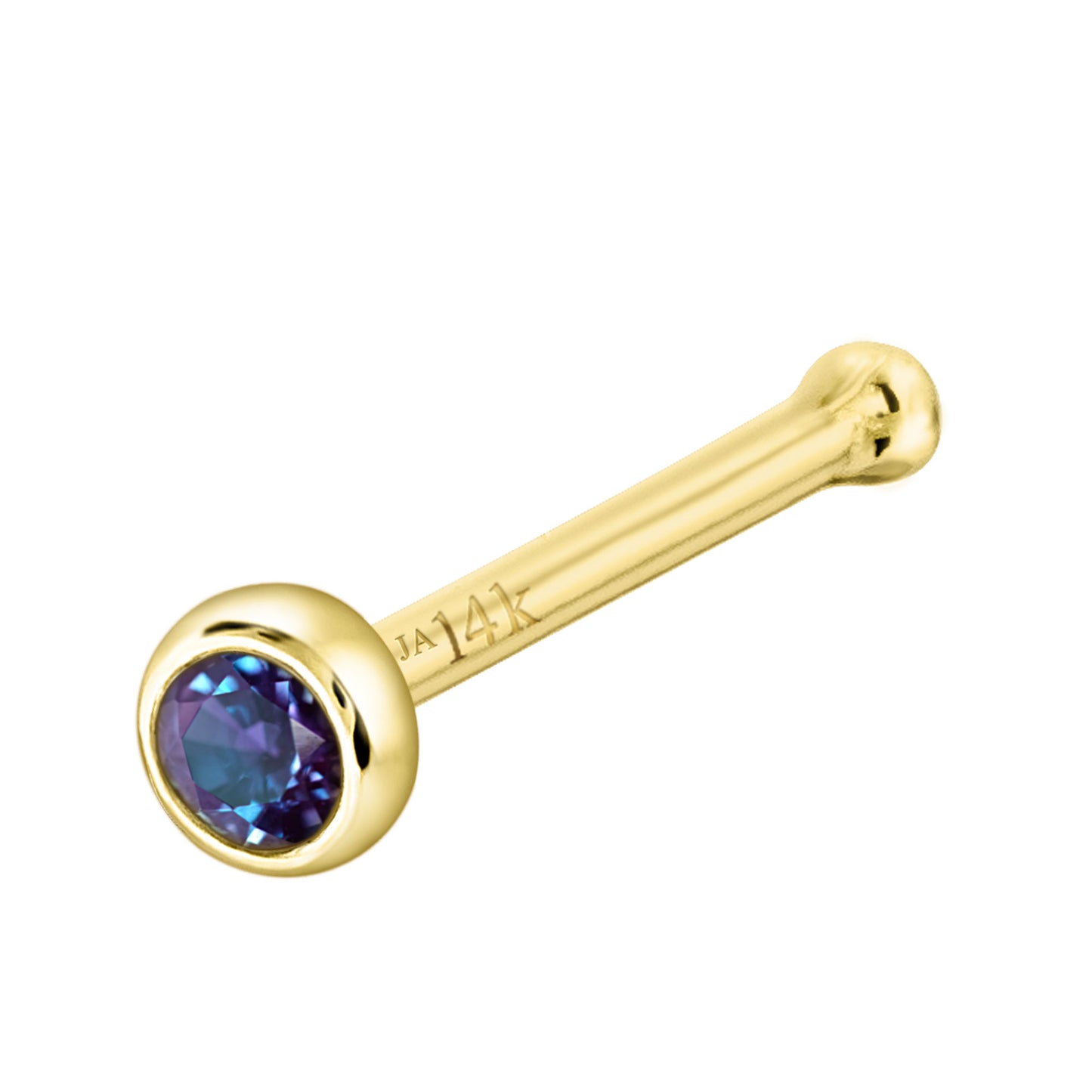 Jewelry Avalanche 22G 14K Gold Bezel-set Alexandrite Ball-end Nose Stud