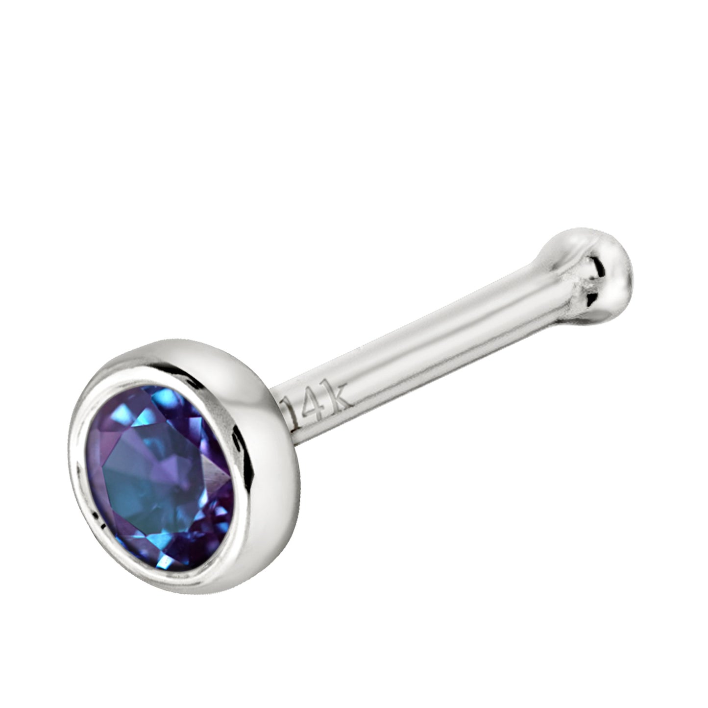 Jewelry Avalanche 22G 14K Gold Bezel-set Alexandrite Ball-end Nose Stud