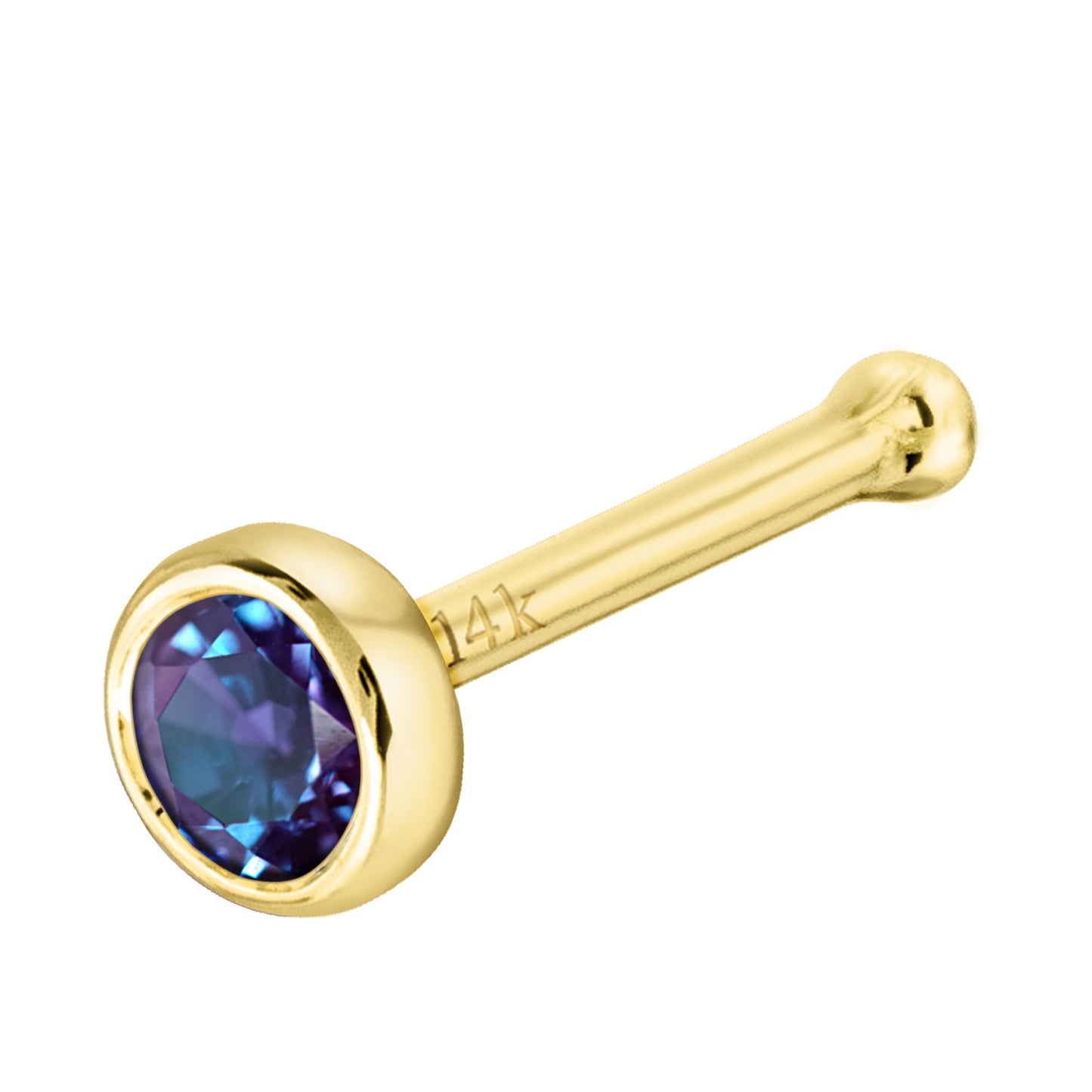Jewelry Avalanche 22G 14K Gold Bezel-set Alexandrite Ball-end Nose Stud