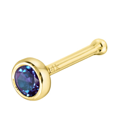 Jewelry Avalanche 22G 14K Gold Bezel-set Alexandrite Ball-end Nose Stud