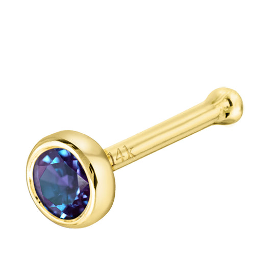 Jewelry Avalanche 22G 14K Gold Bezel-set Alexandrite Ball-end Nose Stud