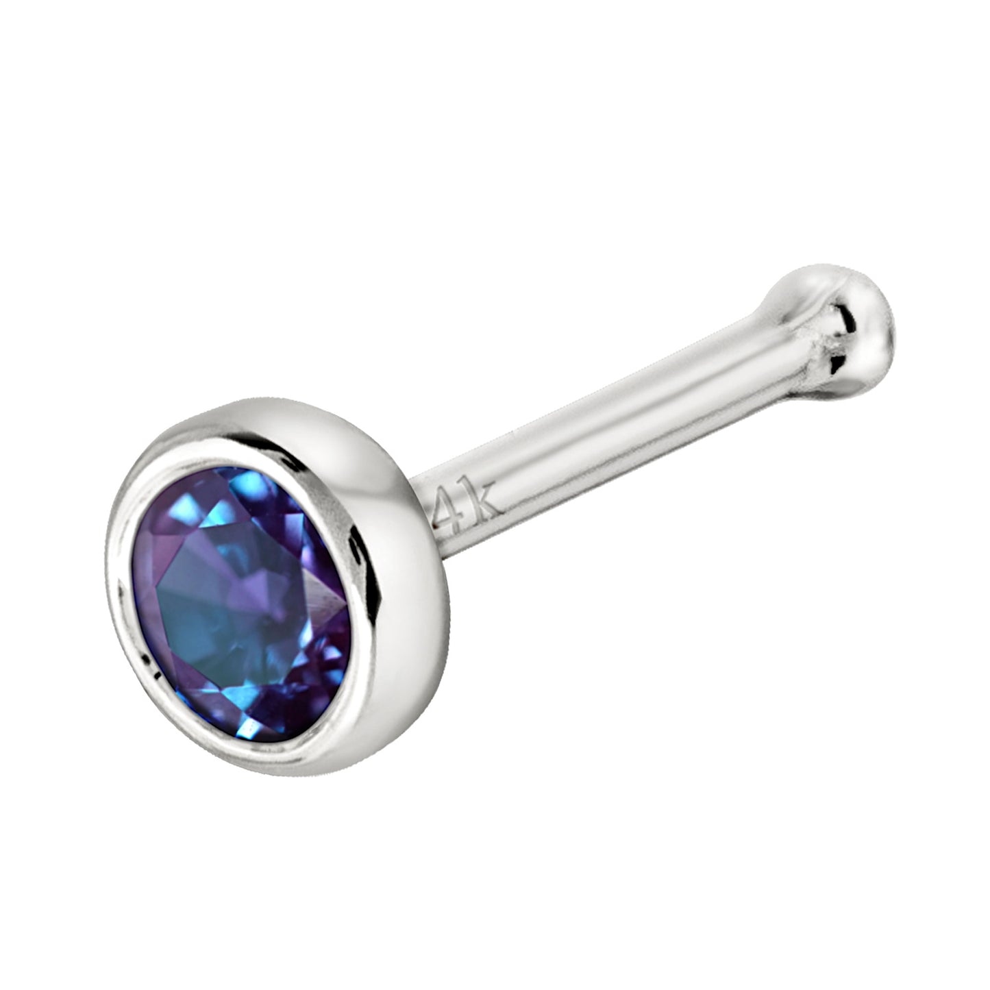 Jewelry Avalanche 22G 14K Gold Bezel-set Alexandrite Ball-end Nose Stud