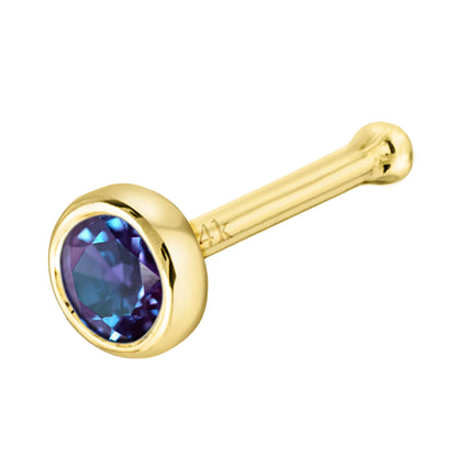Jewelry Avalanche 22G 14K Gold Bezel-set Alexandrite Ball-end Nose Stud