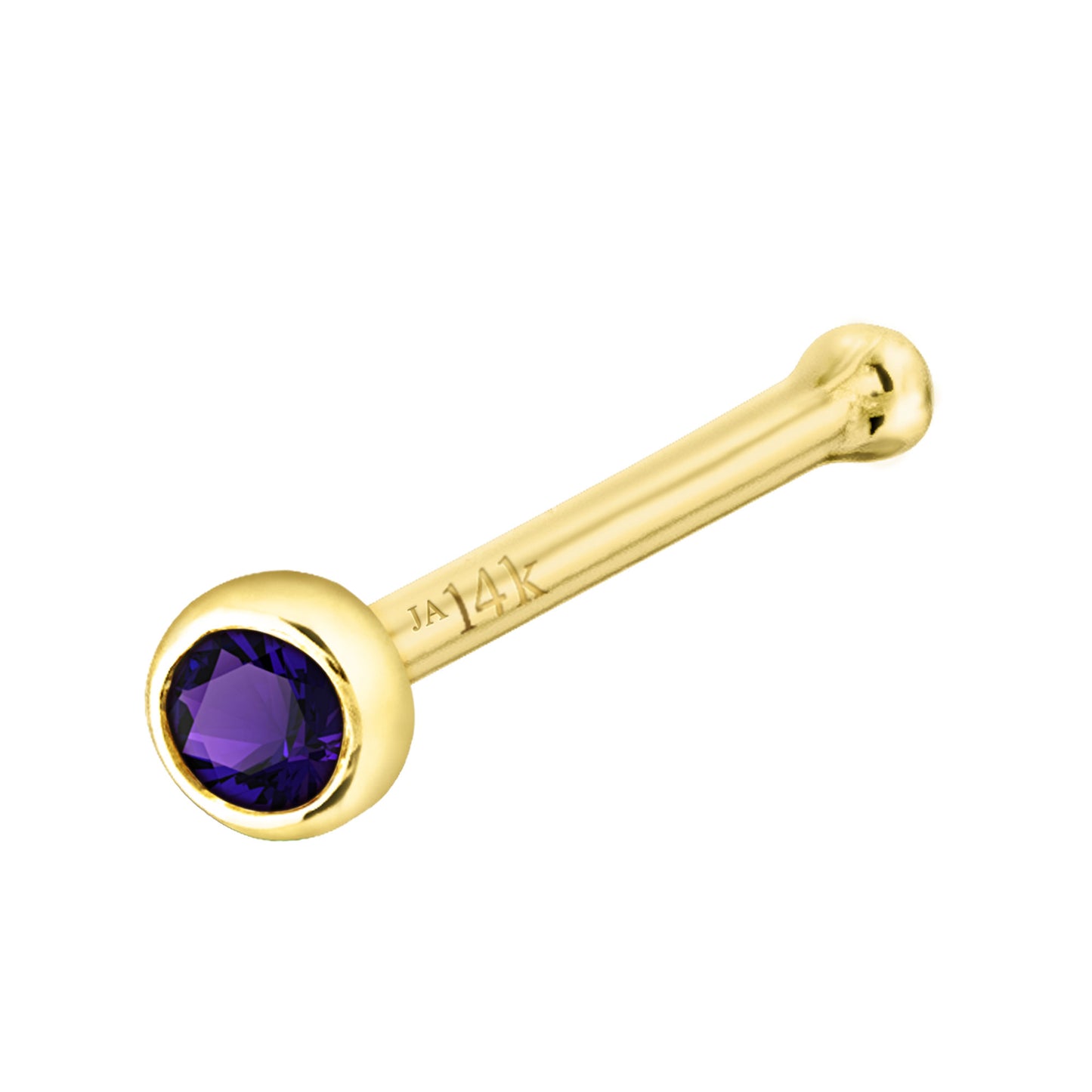 Jewelry Avalanche 22G 14K Gold Bezel-set Amethyst Ball-end Nose Stud