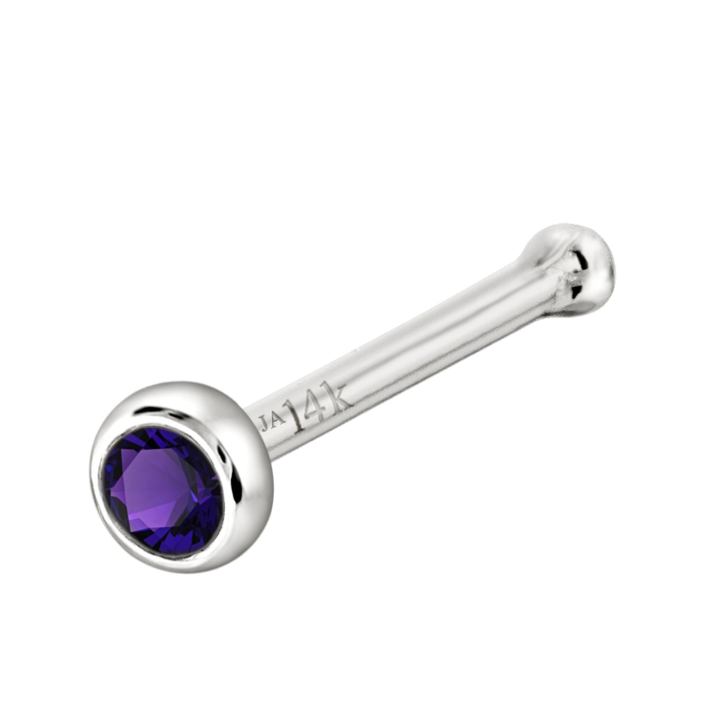 Jewelry Avalanche 22G 14K Gold Bezel-set Amethyst Ball-end Nose Stud