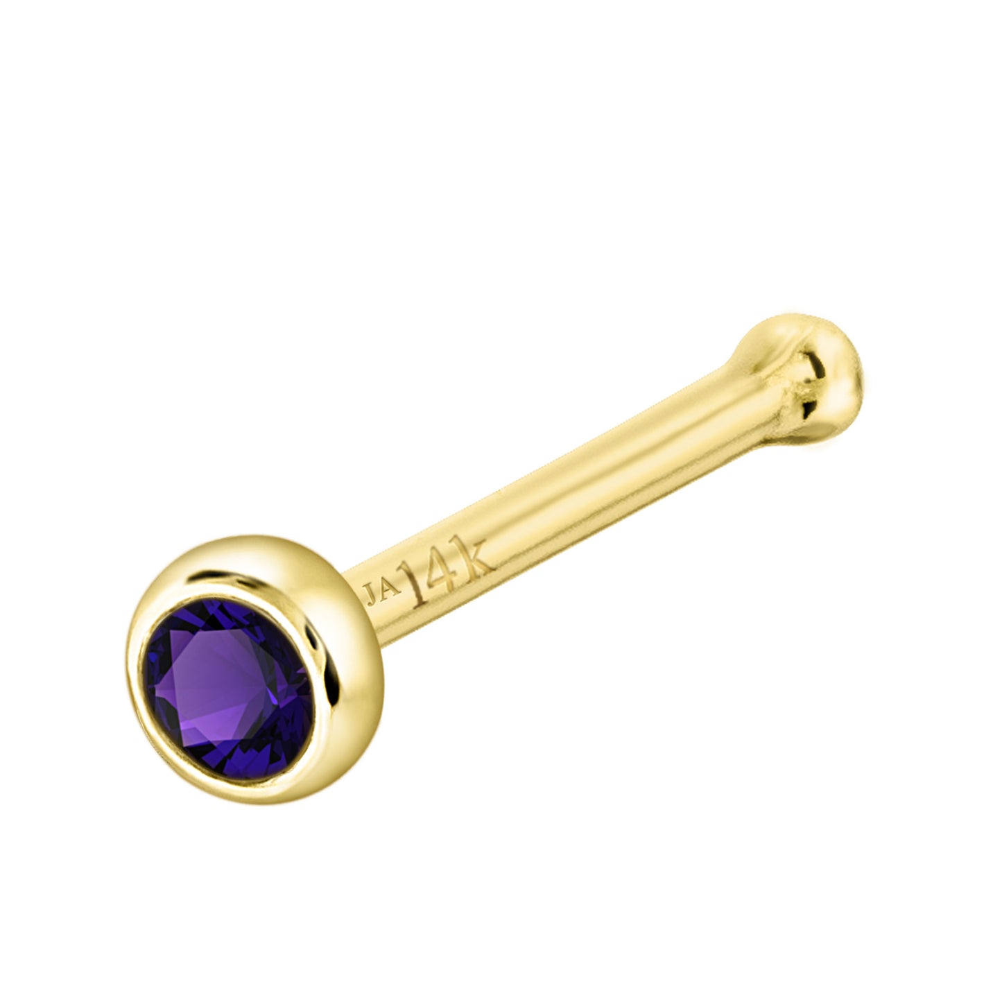 Jewelry Avalanche 22G 14K Gold Bezel-set Amethyst Ball-end Nose Stud