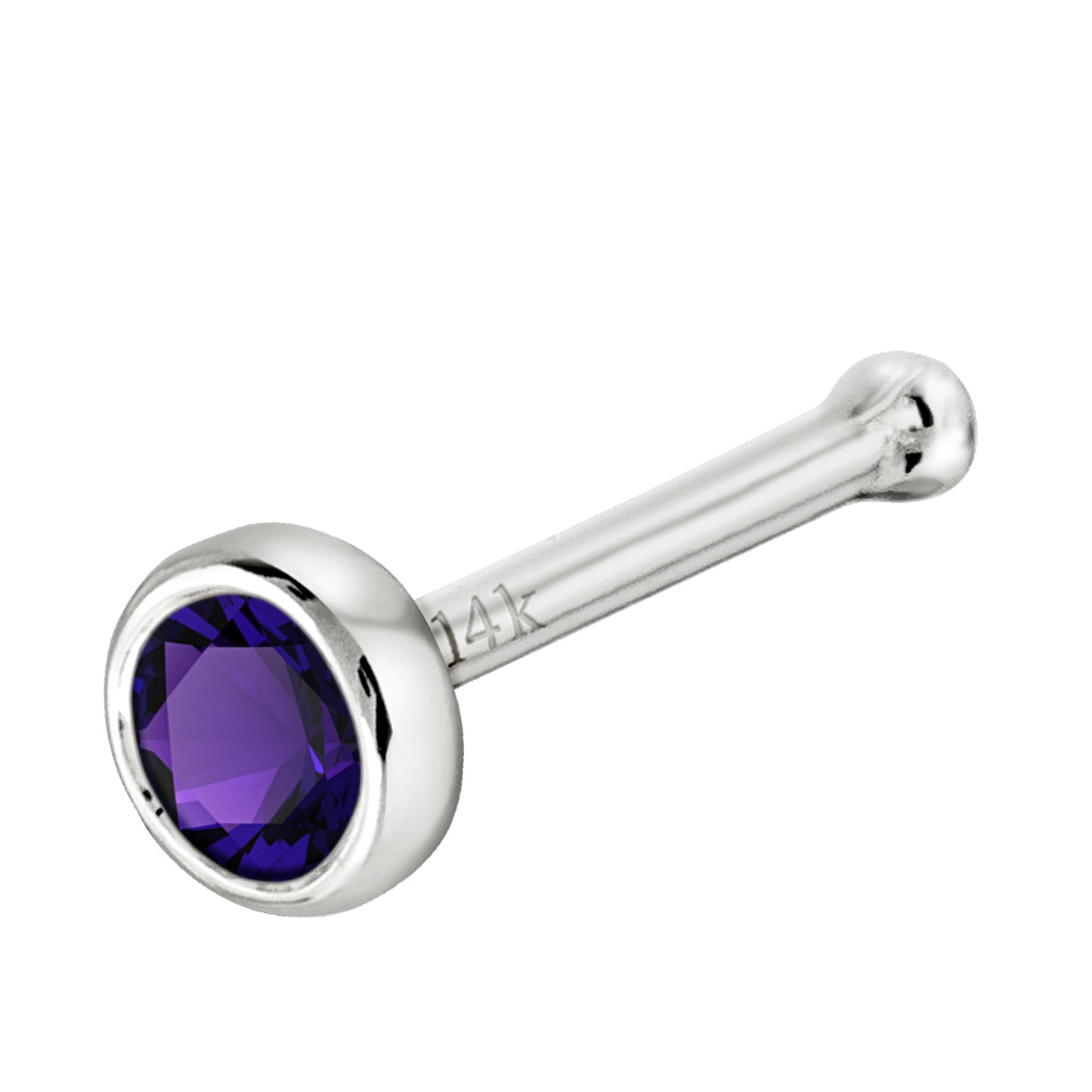 Jewelry Avalanche 22G 14K Gold Bezel-set Amethyst Ball-end Nose Stud