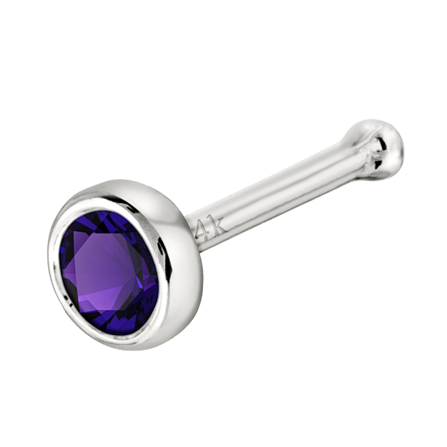 Jewelry Avalanche 22G 14K Gold Bezel-set Amethyst Ball-end Nose Stud