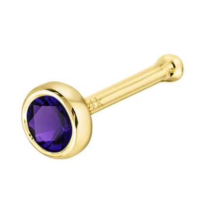 Jewelry Avalanche 22G 14K Gold Bezel-set Amethyst Ball-end Nose Stud