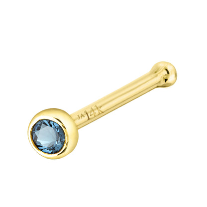 Jewelry Avalanche 22G 14K Gold Bezel-set Aquamarine Ball-end Nose Stud