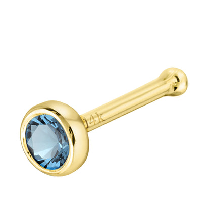 Jewelry Avalanche 22G 14K Gold Bezel-set Aquamarine Ball-end Nose Stud
