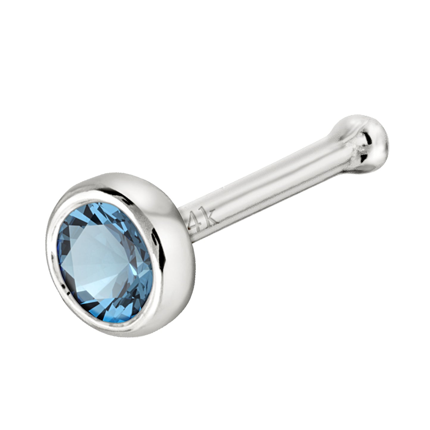 Jewelry Avalanche 22G 14K Gold Bezel-set Aquamarine Ball-end Nose Stud