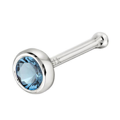 Jewelry Avalanche 22G 14K Gold Bezel-set Aquamarine Ball-end Nose Stud