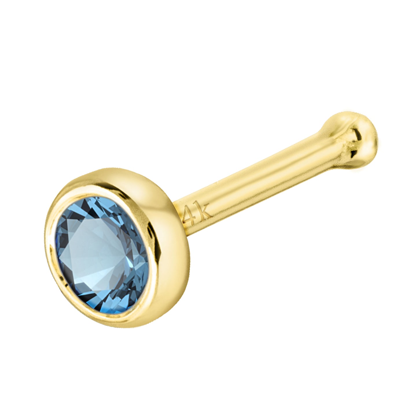 Jewelry Avalanche 22G 14K Gold Bezel-set Aquamarine Ball-end Nose Stud
