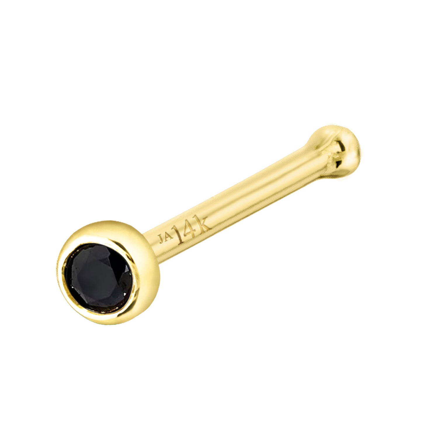 Jewelry Avalanche 22G 14K Gold Bezel-set Black Diamond Ball-end Nose Stud