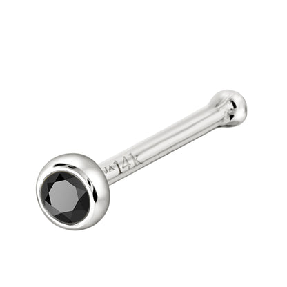 Jewelry Avalanche 22G 14K Gold Bezel-set Black Diamond Ball-end Nose Stud