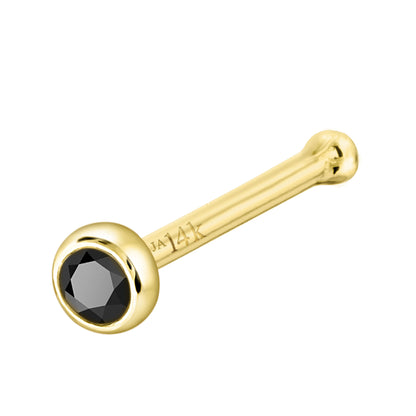 Jewelry Avalanche 22G 14K Gold Bezel-set Black Diamond Ball-end Nose Stud