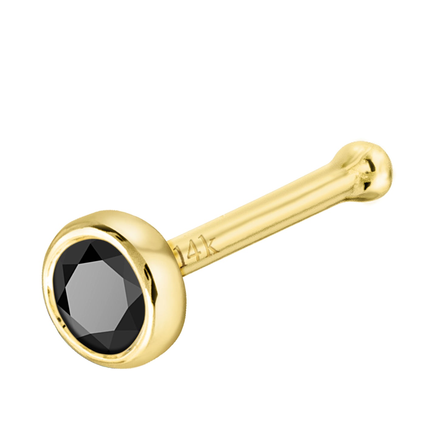 Jewelry Avalanche 22G 14K Gold Bezel-set Black Diamond Ball-end Nose Stud