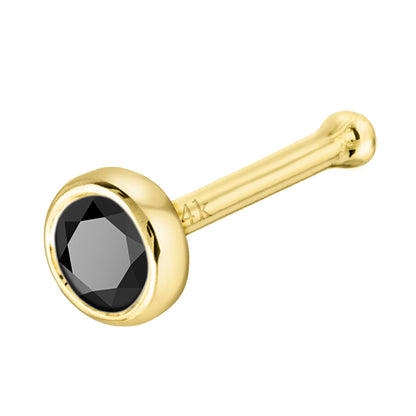 Jewelry Avalanche 22G 14K Gold Bezel-set Black Diamond Ball-end Nose Stud
