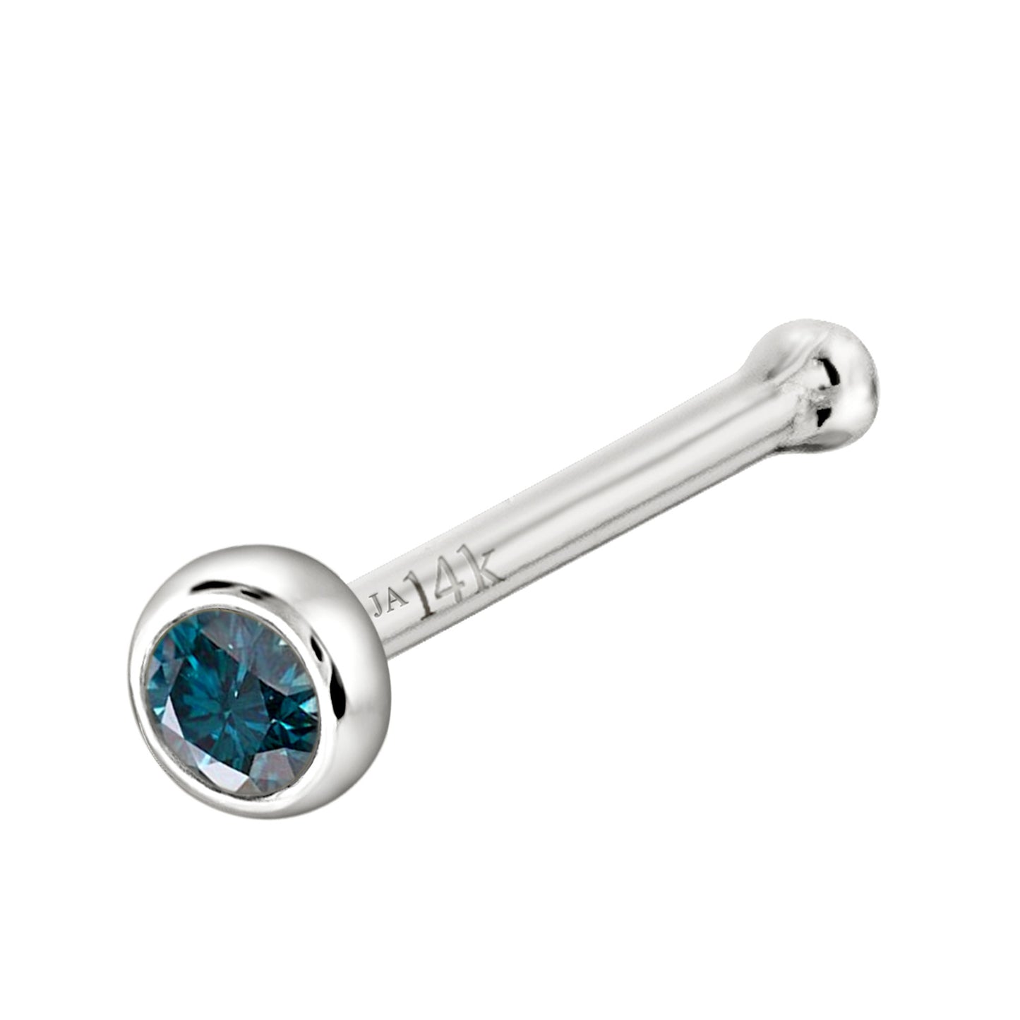 Jewelry Avalanche 22G 14K Gold Bezel-set Blue Diamond Ball-end Nose Stud