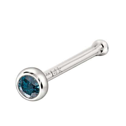 Jewelry Avalanche 22G 14K Gold Bezel-set Blue Diamond Ball-end Nose Stud