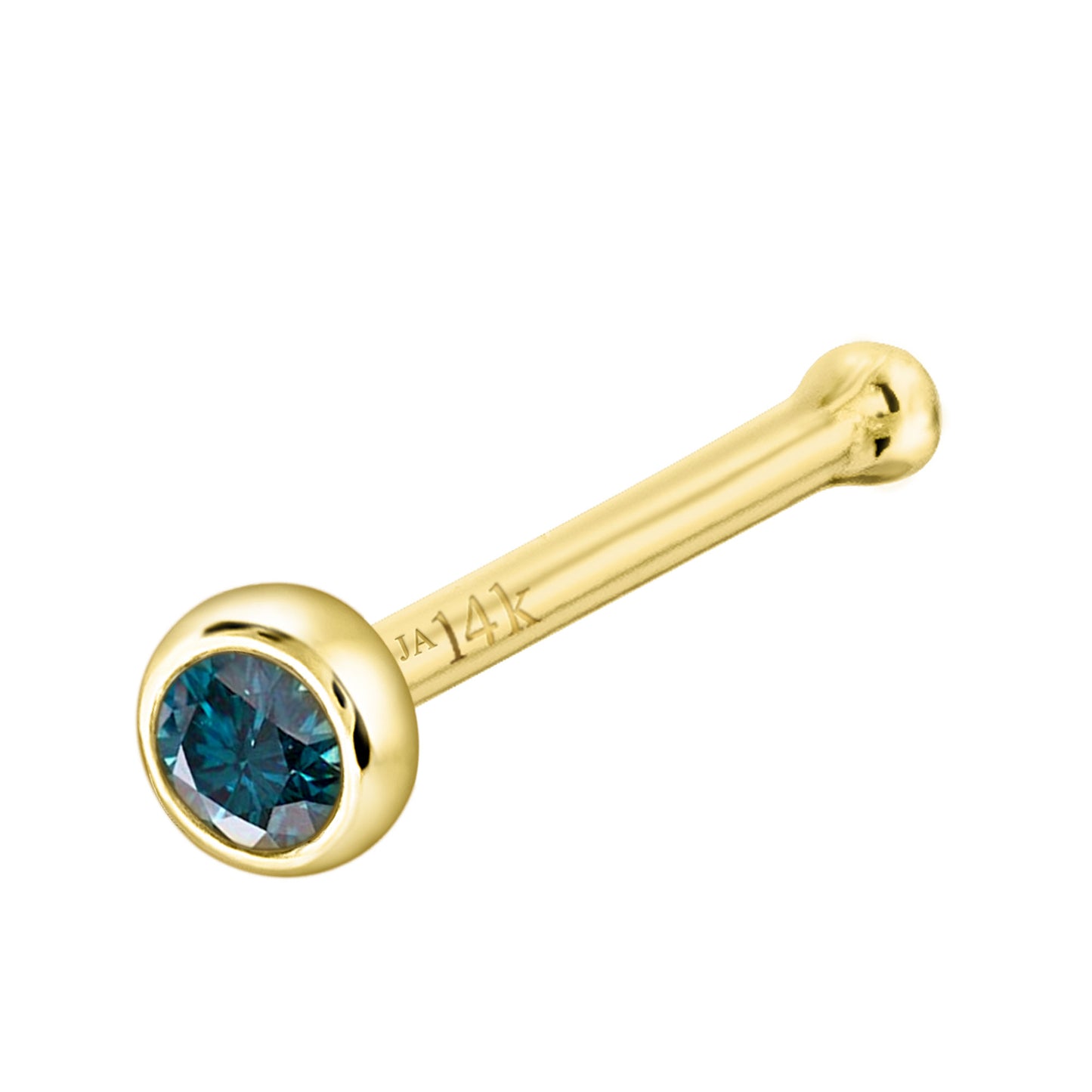 Jewelry Avalanche 22G 14K Gold Bezel-set Blue Diamond Ball-end Nose Stud