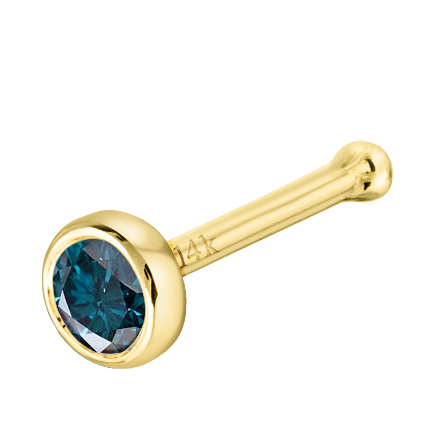 Jewelry Avalanche 22G 14K Gold Bezel-set Blue Diamond Ball-end Nose Stud