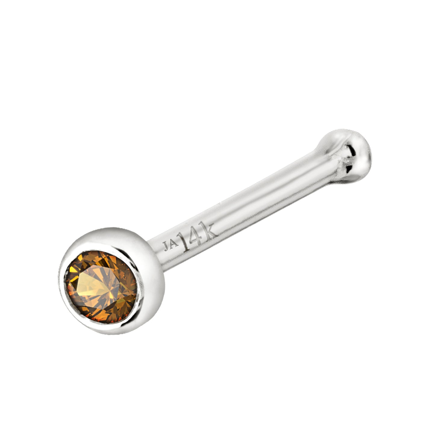 Jewelry Avalanche 22G 14K Gold Bezel-set Citrine Ball-end Nose Stud