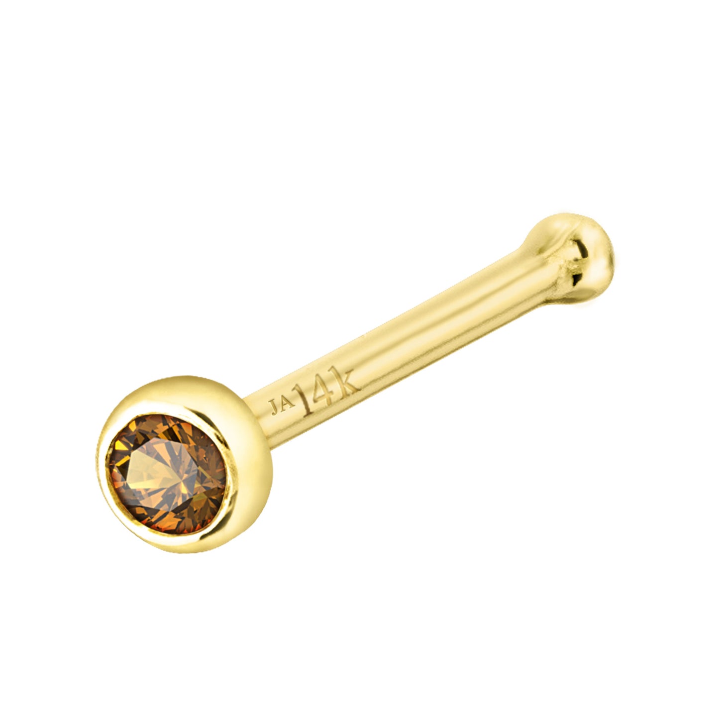 Jewelry Avalanche 22G 14K Gold Bezel-set Citrine Ball-end Nose Stud