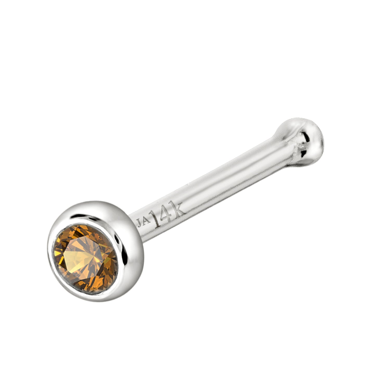 Jewelry Avalanche 22G 14K Gold Bezel-set Citrine Ball-end Nose Stud