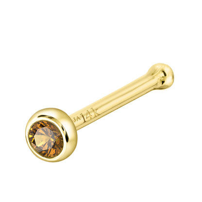 Jewelry Avalanche 22G 14K Gold Bezel-set Citrine Ball-end Nose Stud