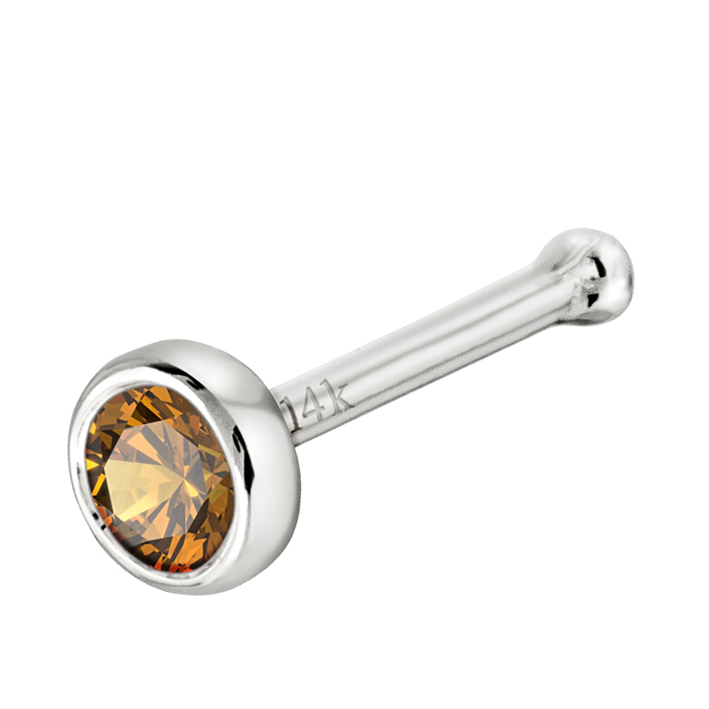Jewelry Avalanche 22G 14K Gold Bezel-set Citrine Ball-end Nose Stud