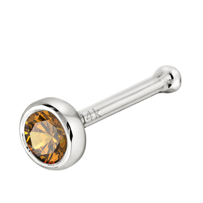 Jewelry Avalanche 22G 14K Gold Bezel-set Citrine Ball-end Nose Stud