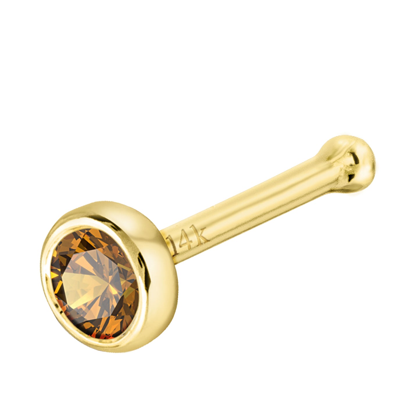 Jewelry Avalanche 22G 14K Gold Bezel-set Citrine Ball-end Nose Stud