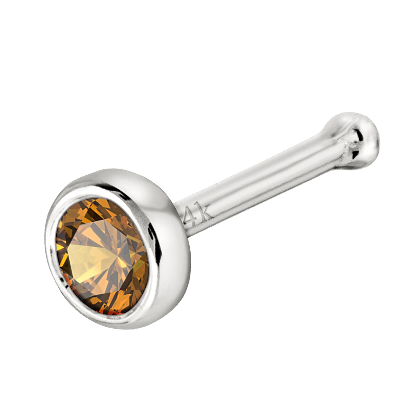 Jewelry Avalanche 22G 14K Gold Bezel-set Citrine Ball-end Nose Stud