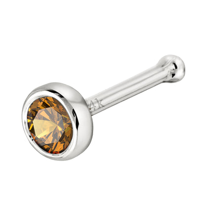 Jewelry Avalanche 22G 14K Gold Bezel-set Citrine Ball-end Nose Stud