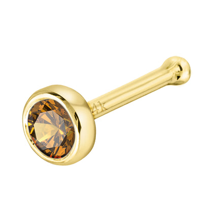 Jewelry Avalanche 22G 14K Gold Bezel-set Citrine Ball-end Nose Stud