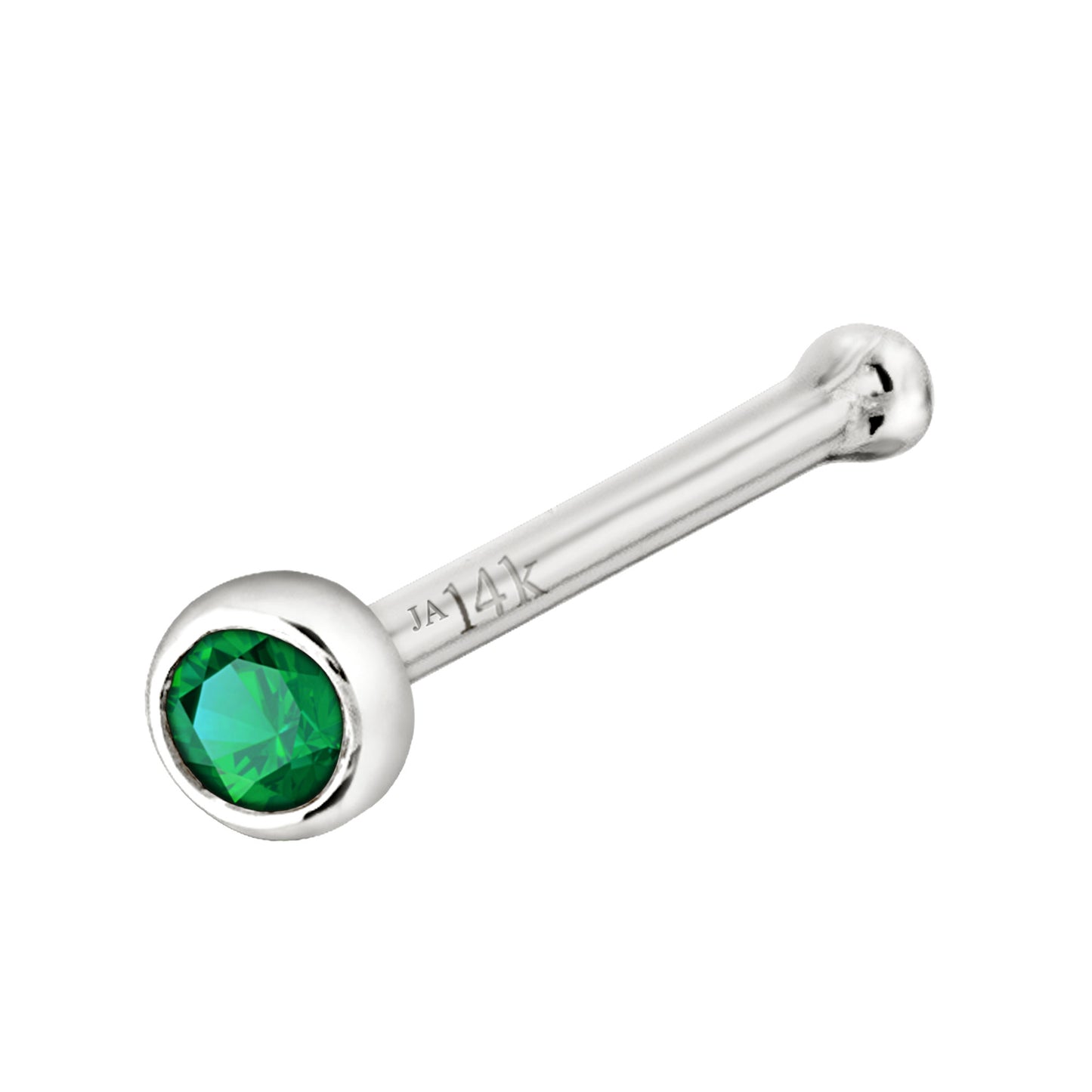 Jewelry Avalanche 22G 14K Gold Bezel-set Emerald Ball-end Nose Stud