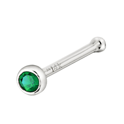 Jewelry Avalanche 22G 14K Gold Bezel-set Emerald Ball-end Nose Stud