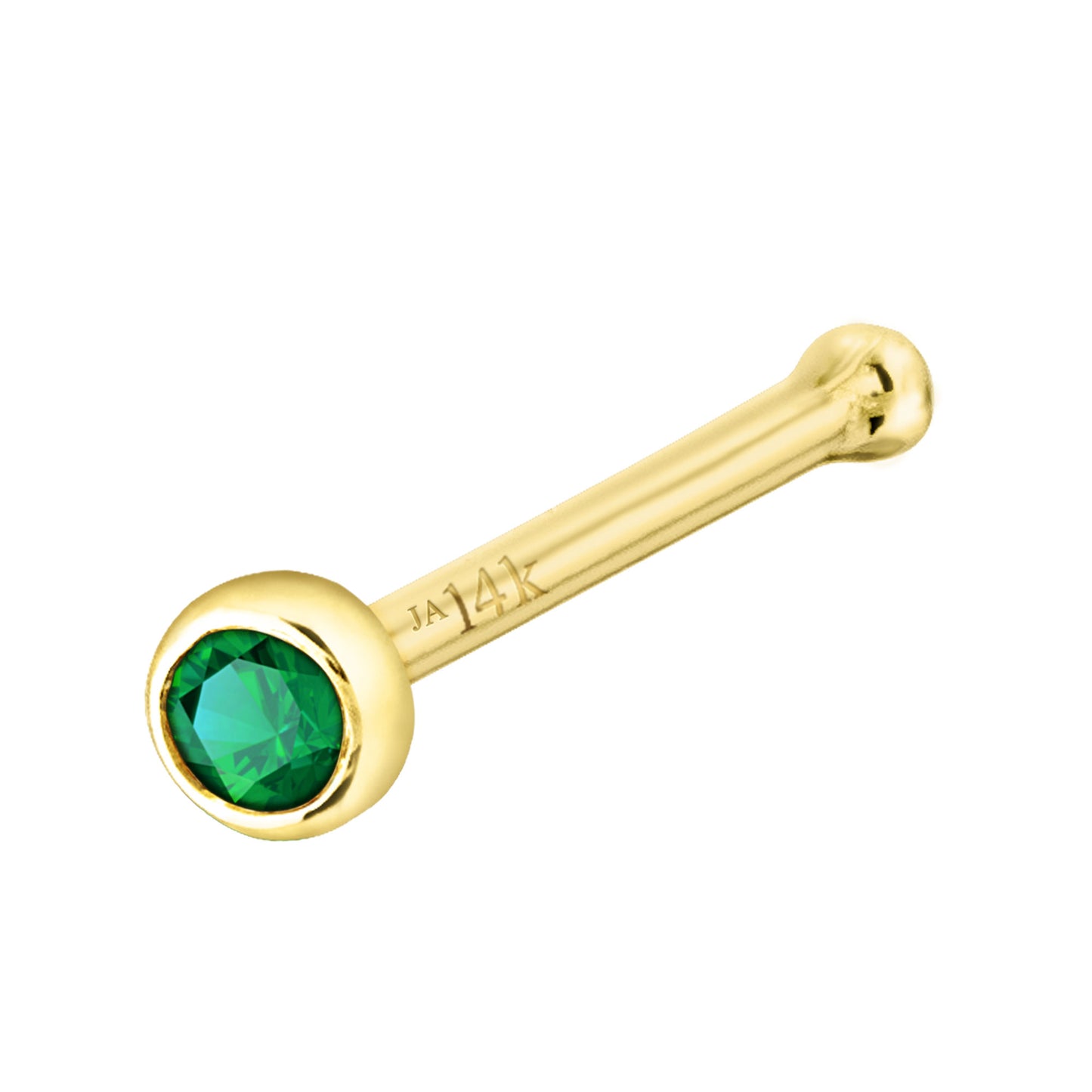 Jewelry Avalanche 22G 14K Gold Bezel-set Emerald Ball-end Nose Stud