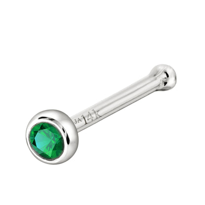 Jewelry Avalanche 22G 14K Gold Bezel-set Emerald Ball-end Nose Stud