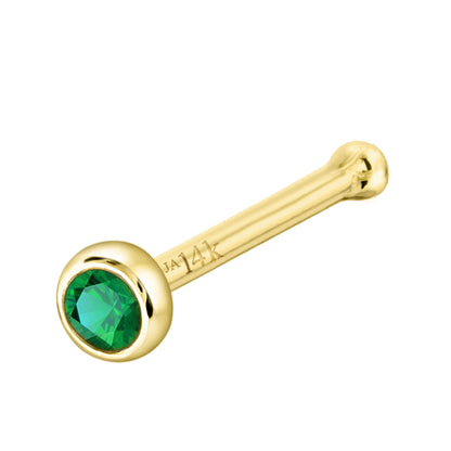 Jewelry Avalanche 22G 14K Gold Bezel-set Emerald Ball-end Nose Stud