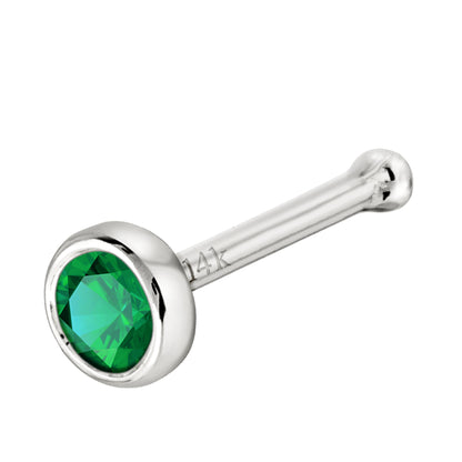 Jewelry Avalanche 22G 14K Gold Bezel-set Emerald Ball-end Nose Stud