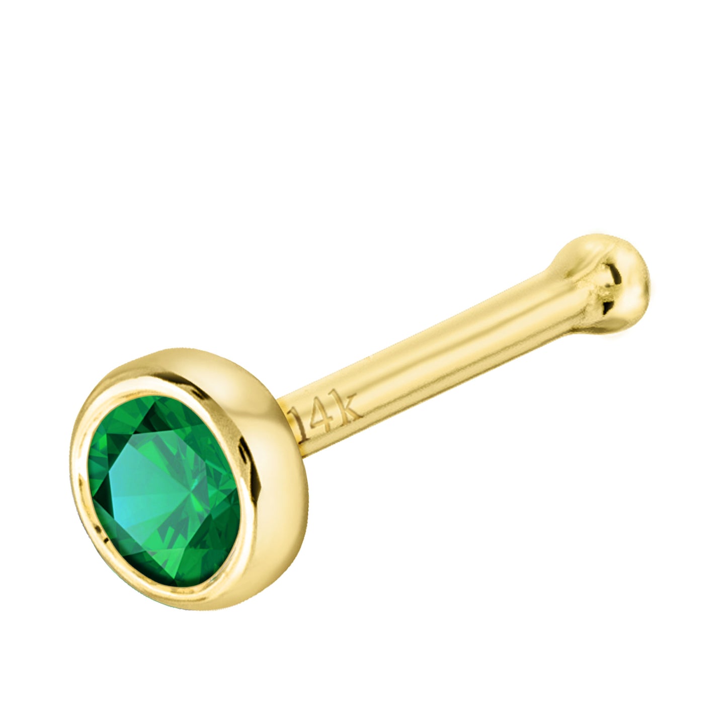 Jewelry Avalanche 22G 14K Gold Bezel-set Emerald Ball-end Nose Stud