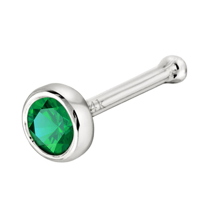Jewelry Avalanche 22G 14K Gold Bezel-set Emerald Ball-end Nose Stud