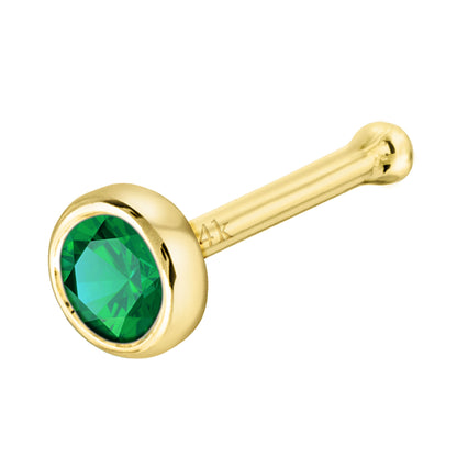 Jewelry Avalanche 22G 14K Gold Bezel-set Emerald Ball-end Nose Stud