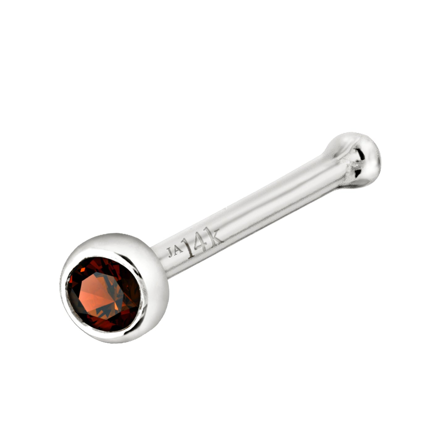 Jewelry Avalanche 22G 14K Gold Bezel-set Garnet Ball-end Nose Stud